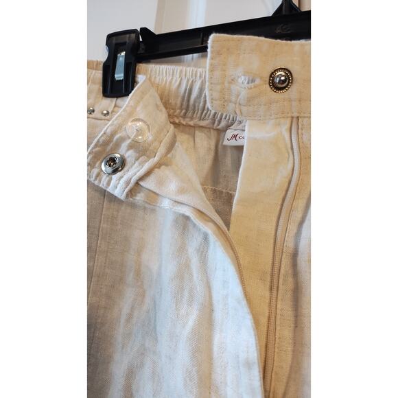 NWT JM Collection Womens 20w Ivory pants 100% Linen Wide Leg Lagenlook Capri - Picture 3 of 16